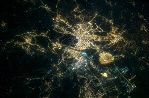 Hadfield capturing Hangzhou, China at night from the ISS